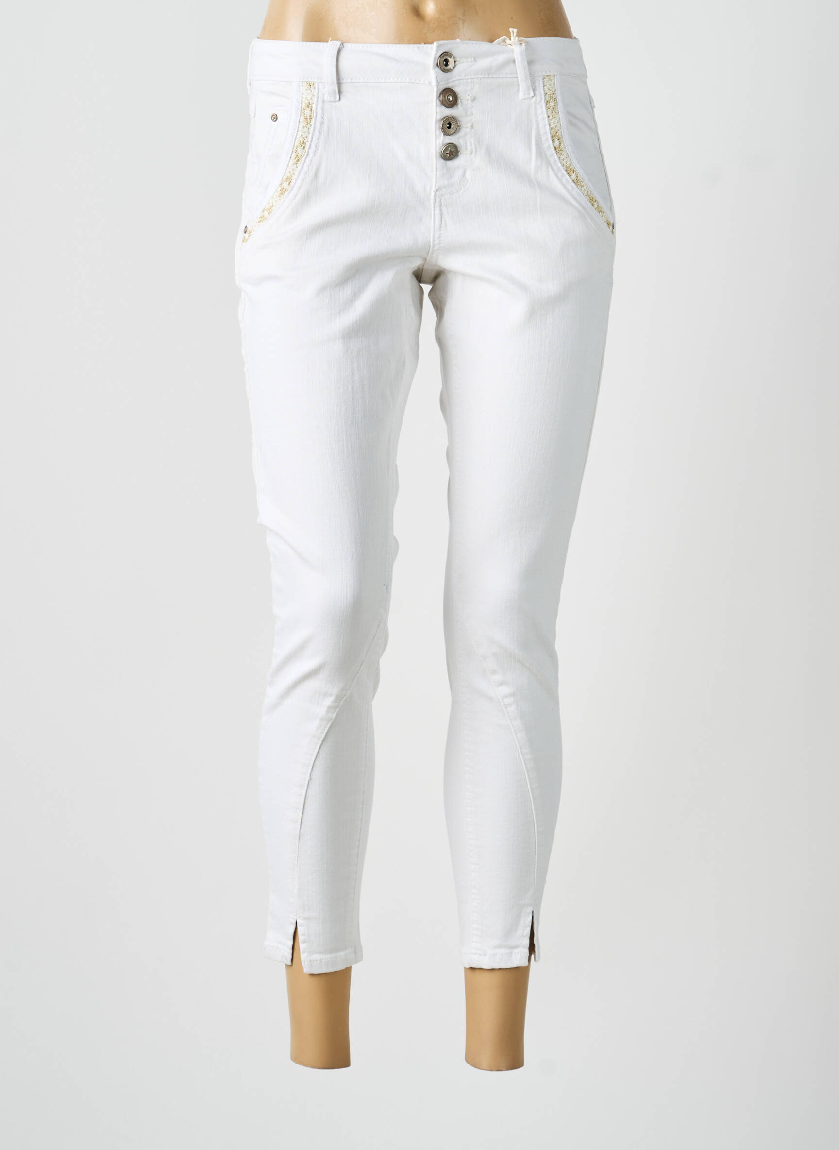 Jeans coupe slim taille normale taille normale beige CREAM femme