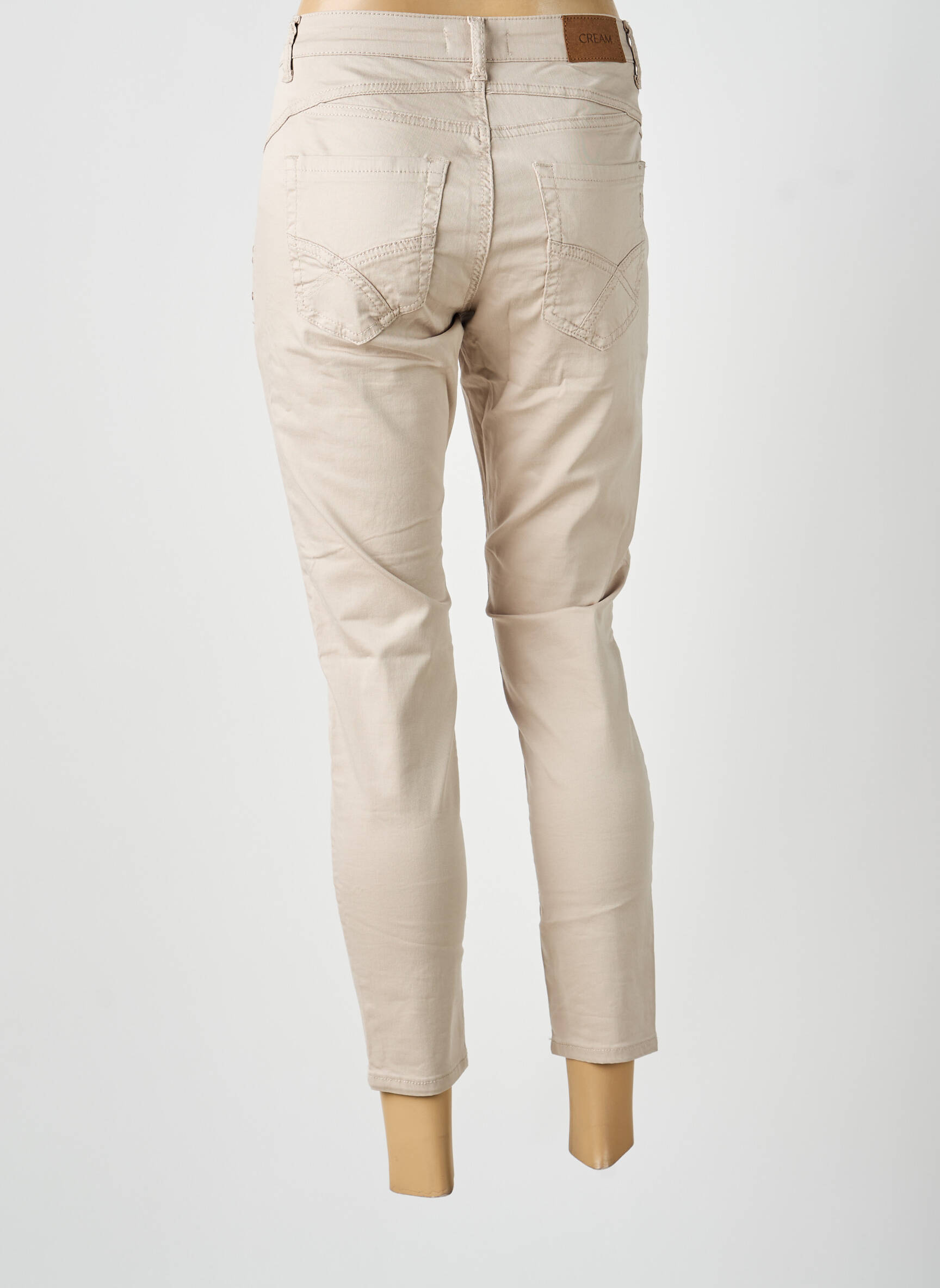 Jeans coupe slim stretch taille normale beige CREAM femme