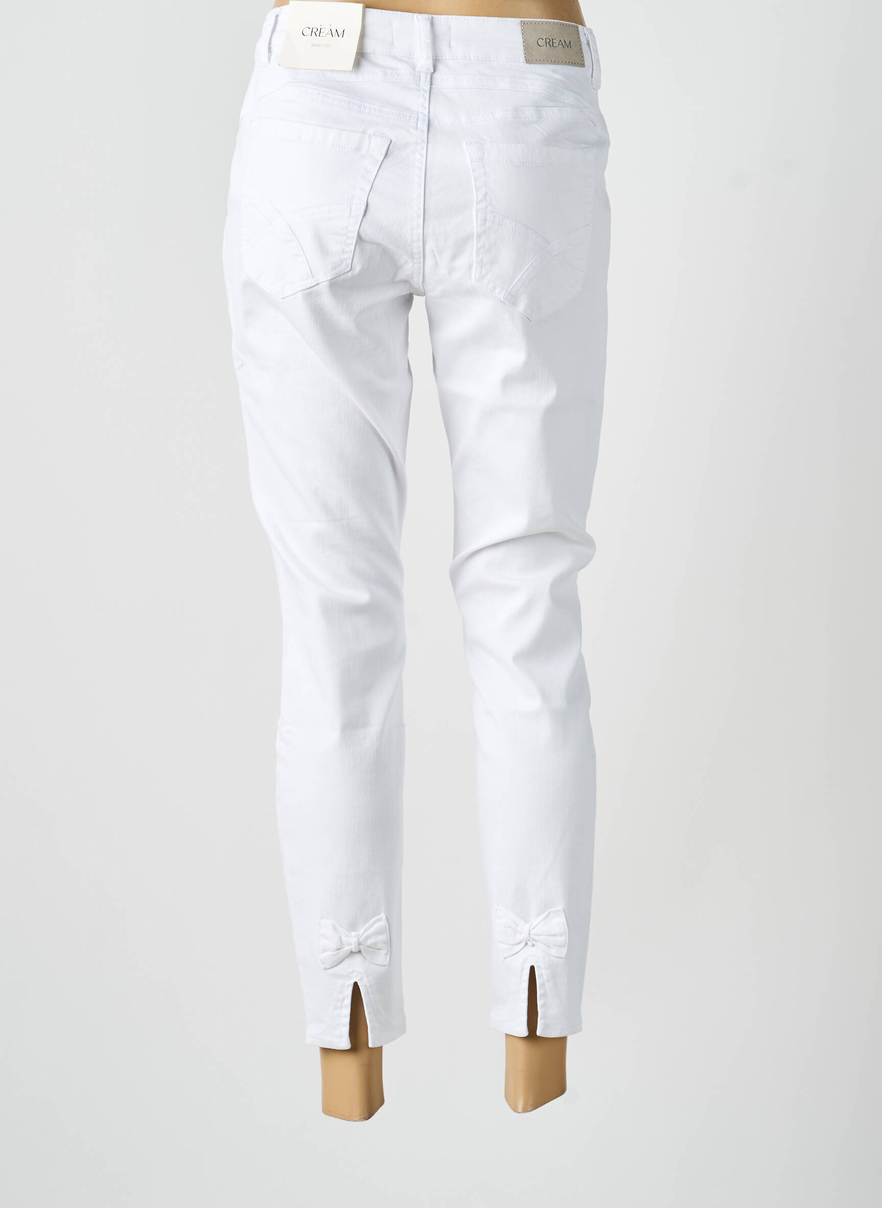 Jeans coupe slim stretch taille normale blanc CREAM femme