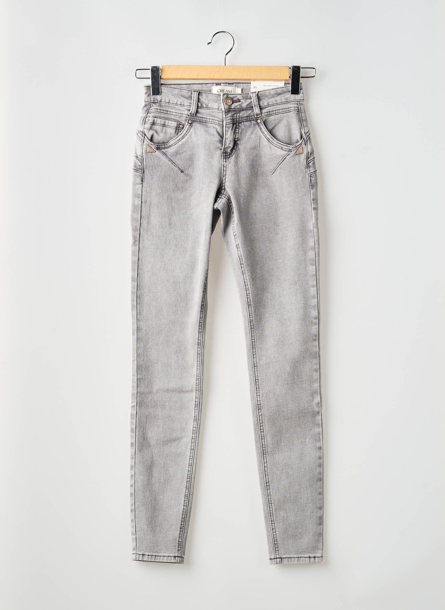 Jeans coupe slim taille haute taille haute gris CREAM femme