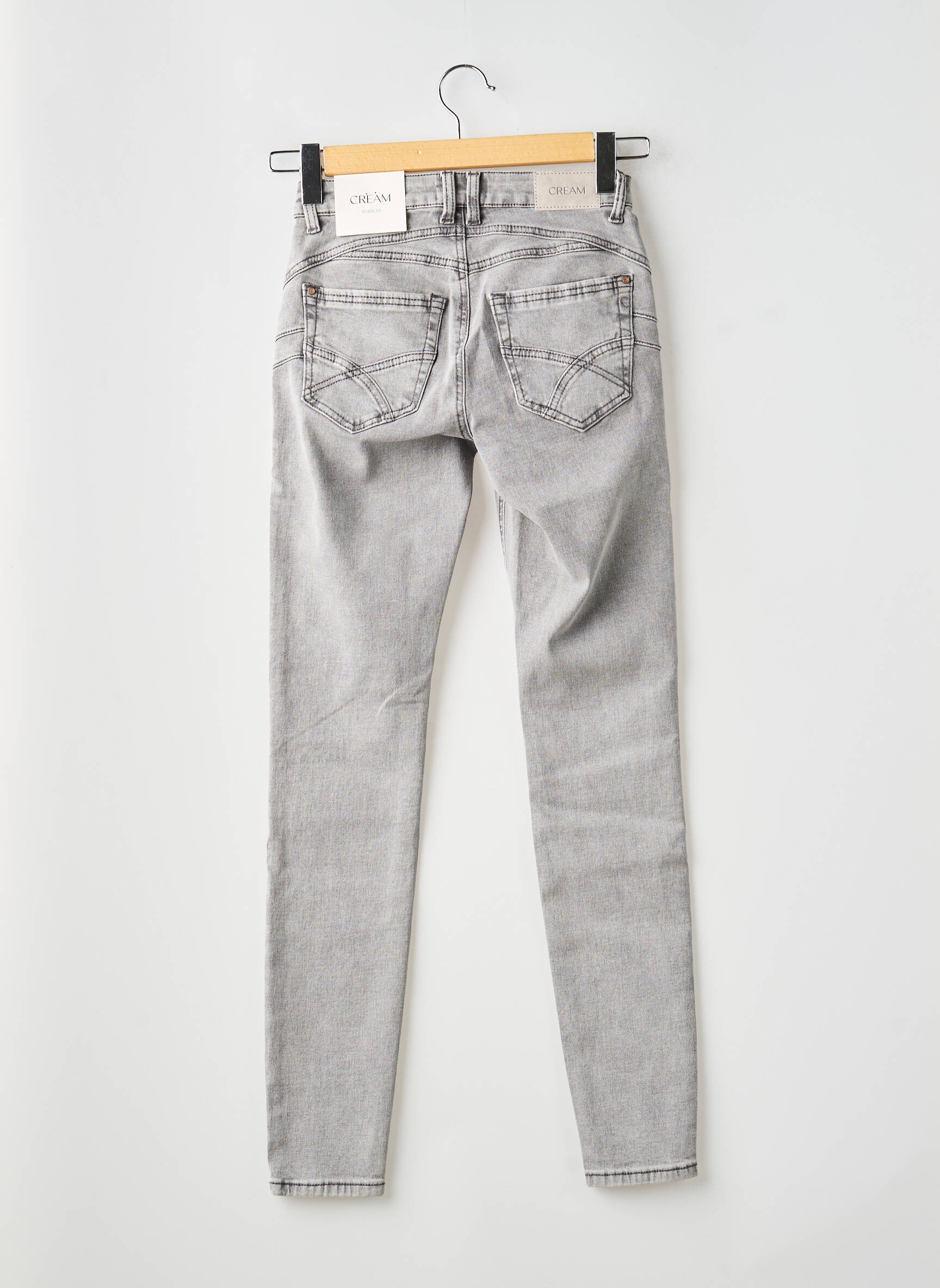 Jeans coupe slim taille haute taille haute gris CREAM femme