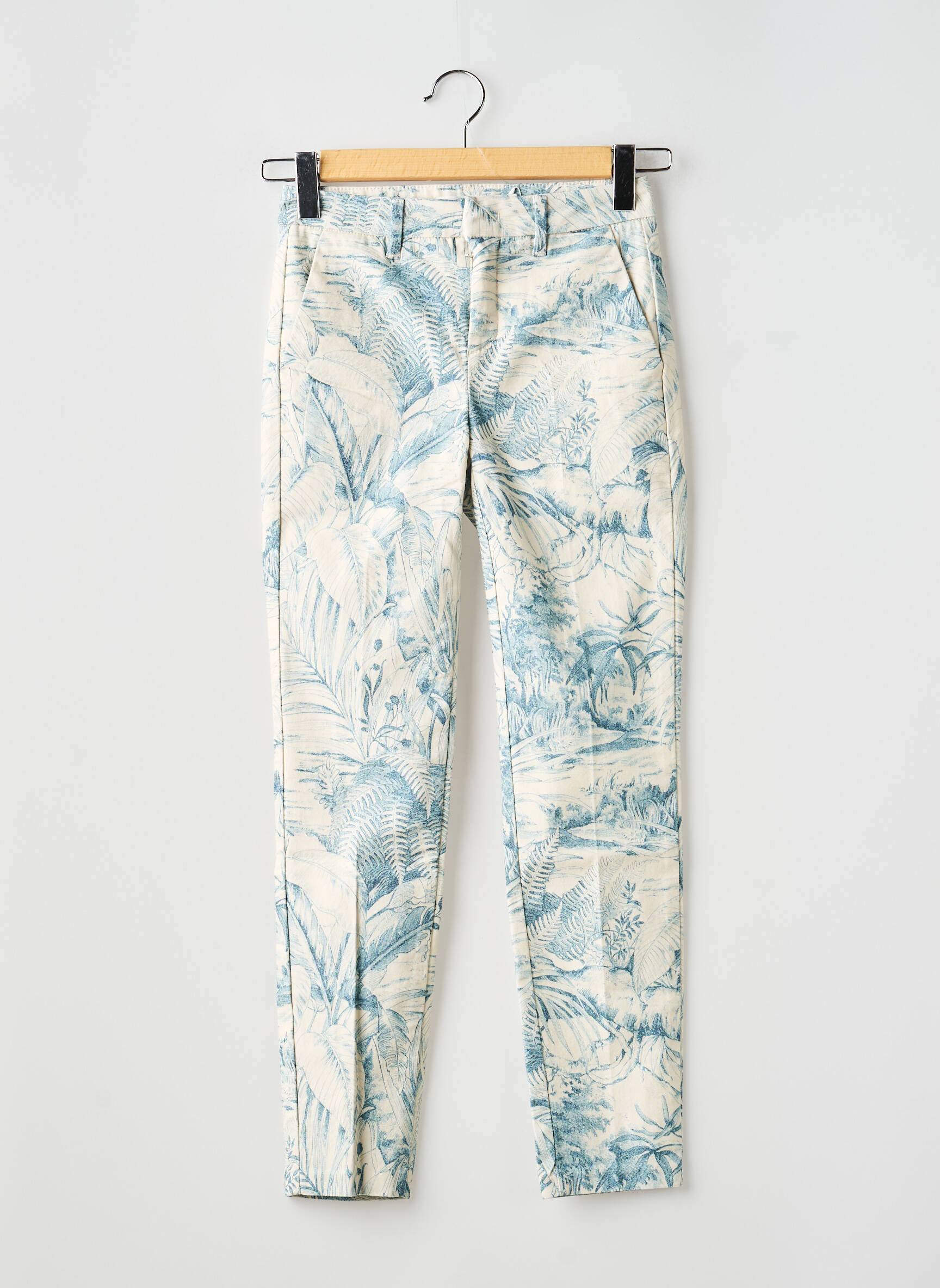 Pantalon chino tissage popeline taille normale bleu YAYA femme