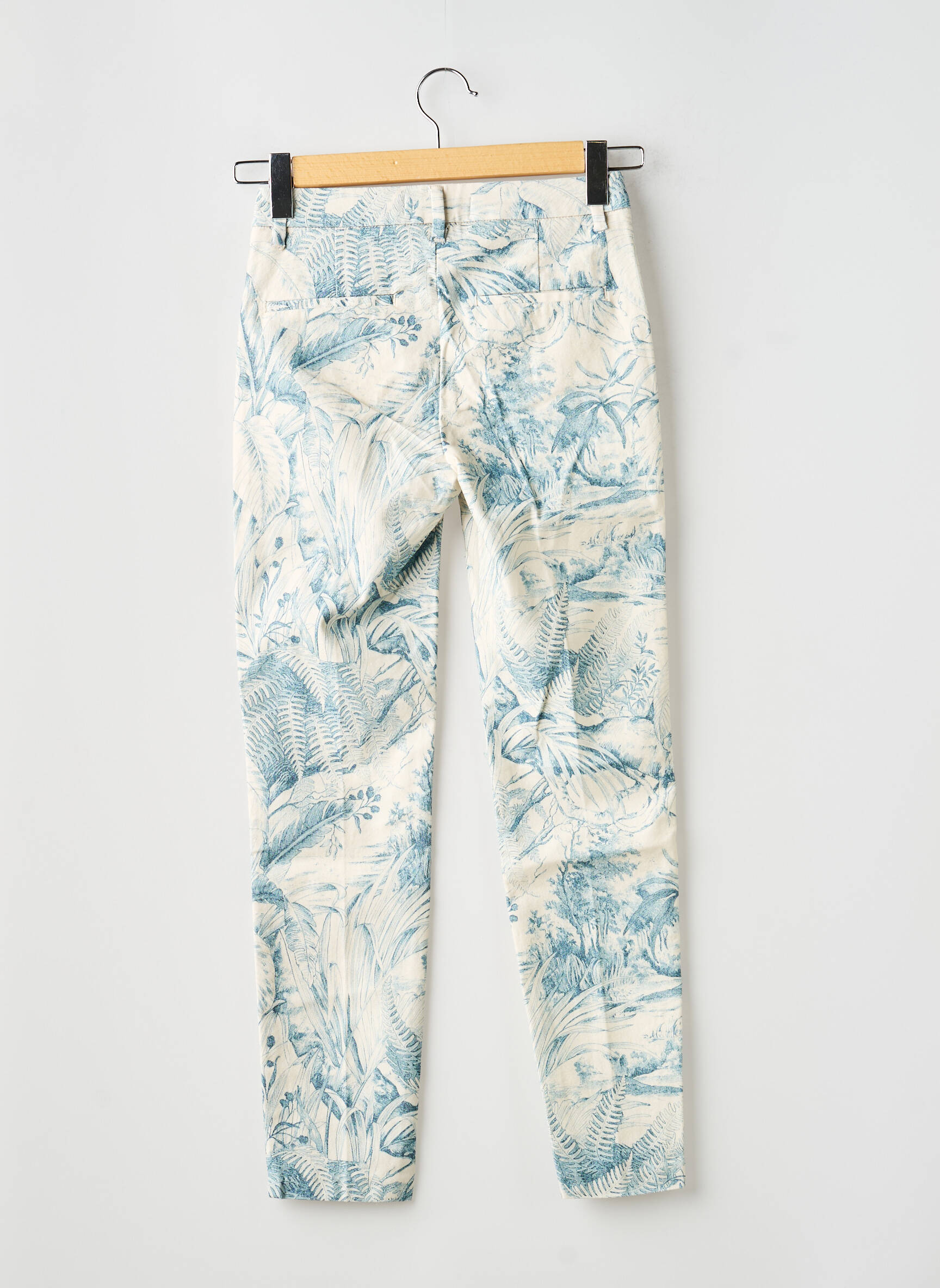 Pantalon chino tissage popeline taille normale bleu YAYA femme
