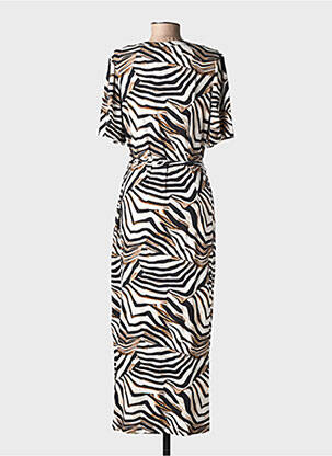 Robe longue imprimé fantaisie manches courtes noir GEISHA femme