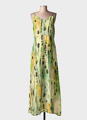 Robe longue imprimé fantaisie sans manche vert SURKANA femme