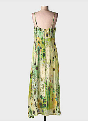 Robe longue imprimé fantaisie sans manche vert SURKANA femme