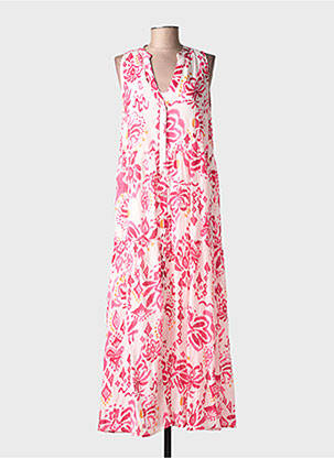 Robe longue tissage popeline sans manche rose SURKANA femme