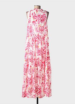 Robe longue tissage popeline sans manche rose SURKANA femme