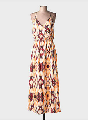 Robe longue tissage popeline sans manche orange FREEMAN T.PORTER femme