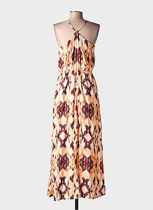 Robe longue tissage popeline sans manche orange FREEMAN T.PORTER femme