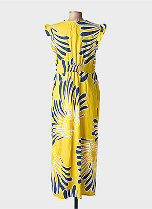 Robe longue imprimé fantaisie manches courtes jaune WHITE STUFF femme