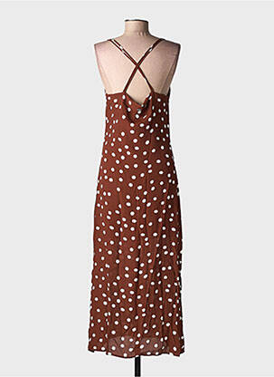 Robe mi-longue tissage crêpe fines bretelles marron FREEMAN T.PORTER femme