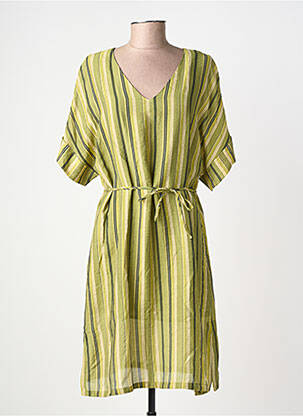 Robe mi-longue manches courtes manches courtes vert SURKANA femme