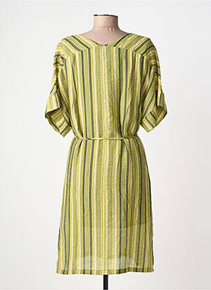 Robe mi-longue manches courtes manches courtes vert SURKANA femme