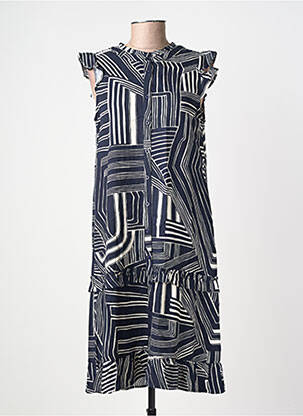 Robe mi-longue imprimé fantaisie manches courtes bleu STREET ONE femme
