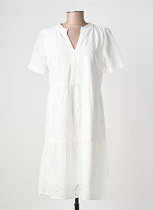 Robe mi-longue manches courtes manches courtes blanc STREET ONE femme