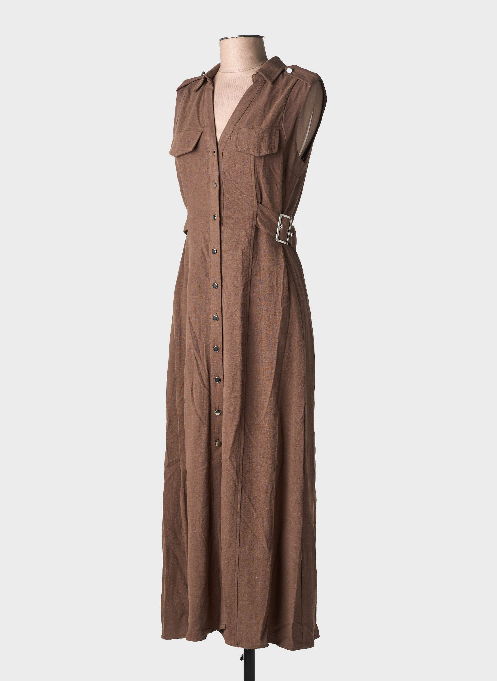 Robe longue manches courtes manches courtes marron TIFFOSI femme