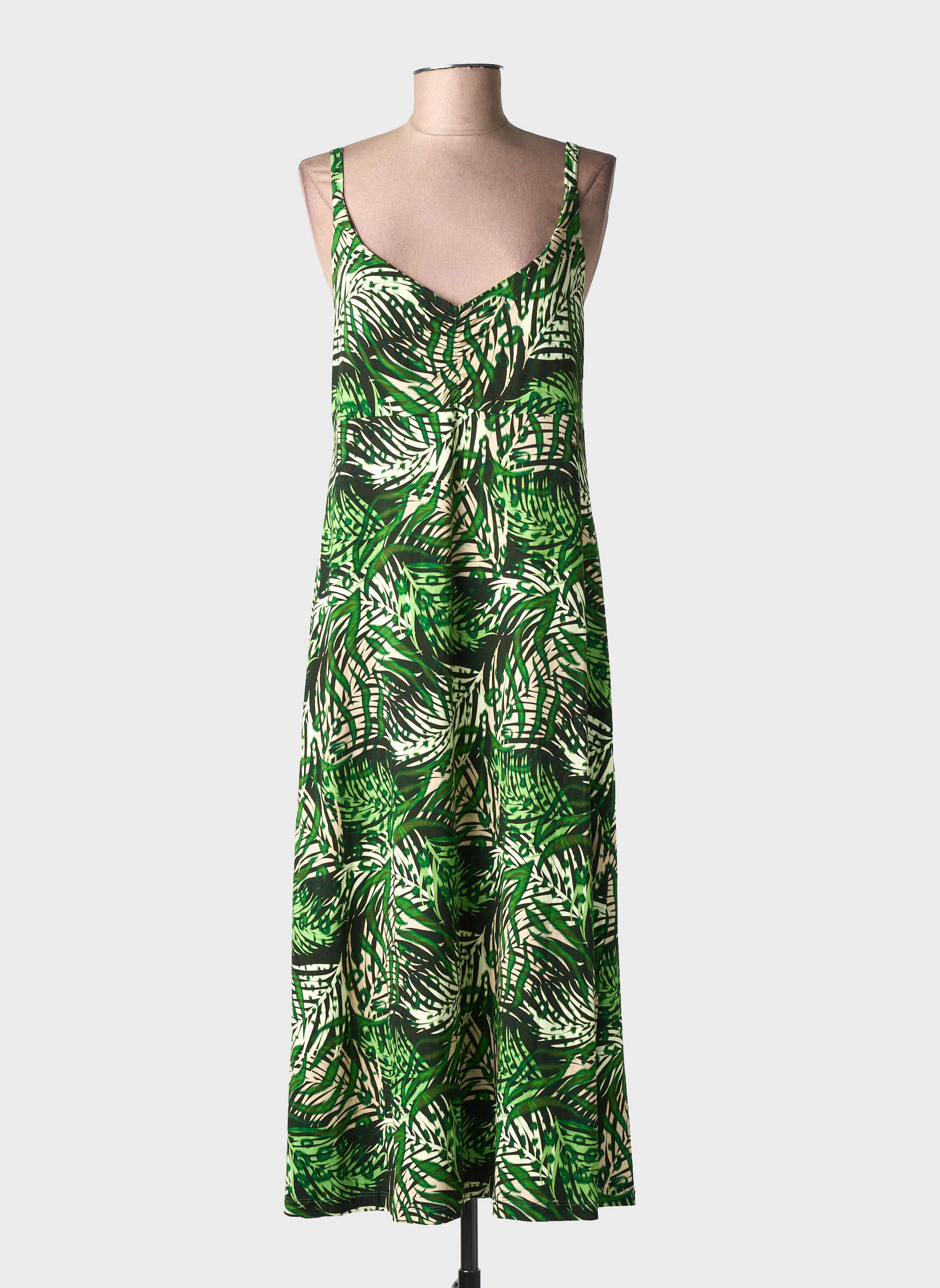 Robe mi-longue sans manche sans manche vert GEISHA femme