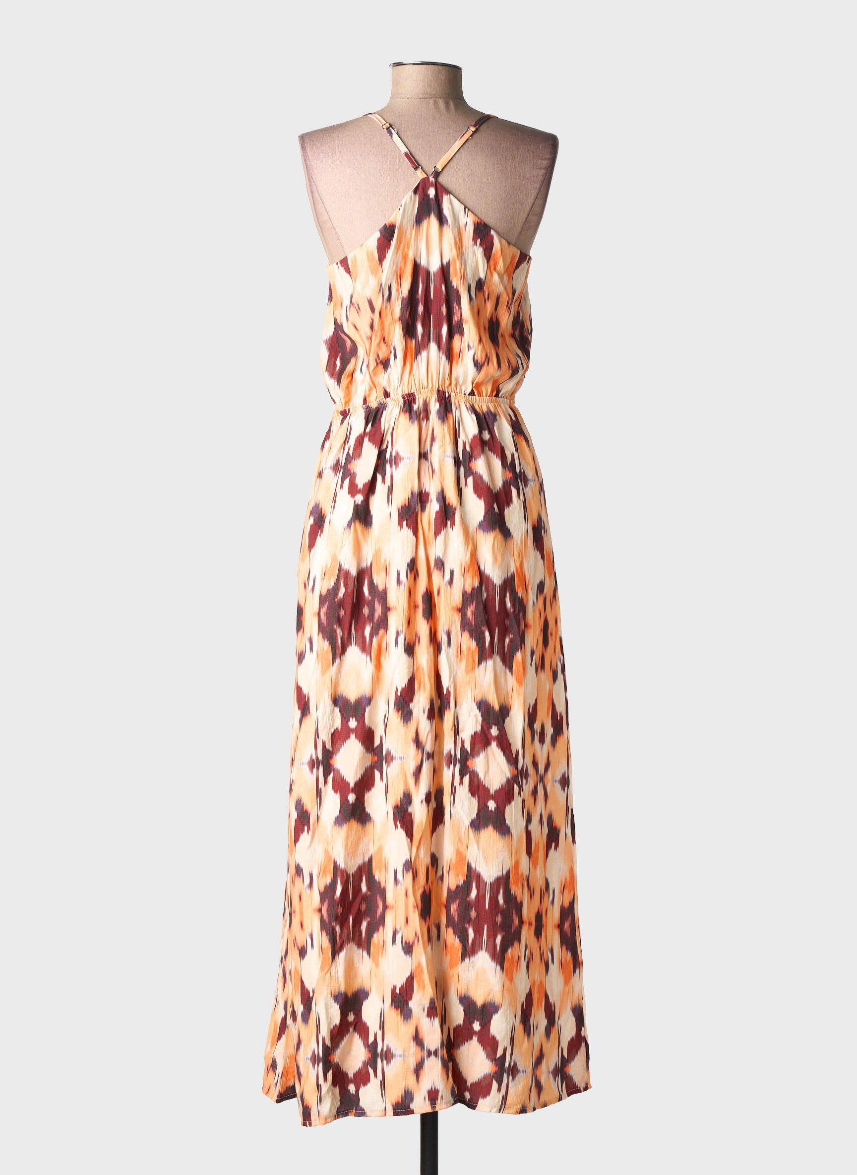Robe longue tissage popeline sans manche orange FREEMAN T.PORTER femme