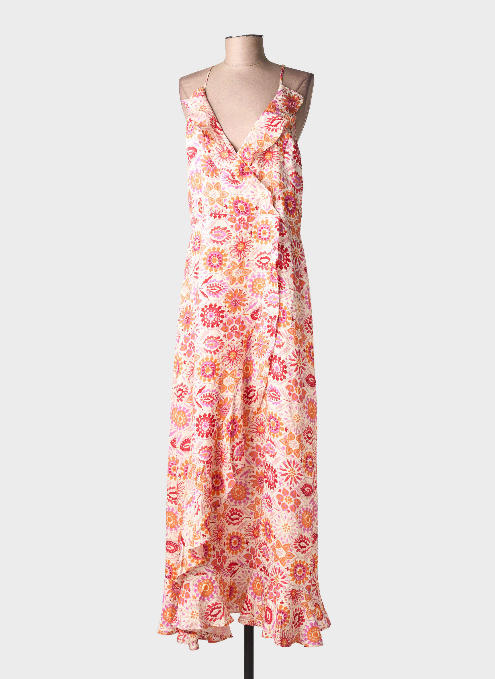 Robe longue tissage popeline sans manche orange MOLLY BRACKEN femme
