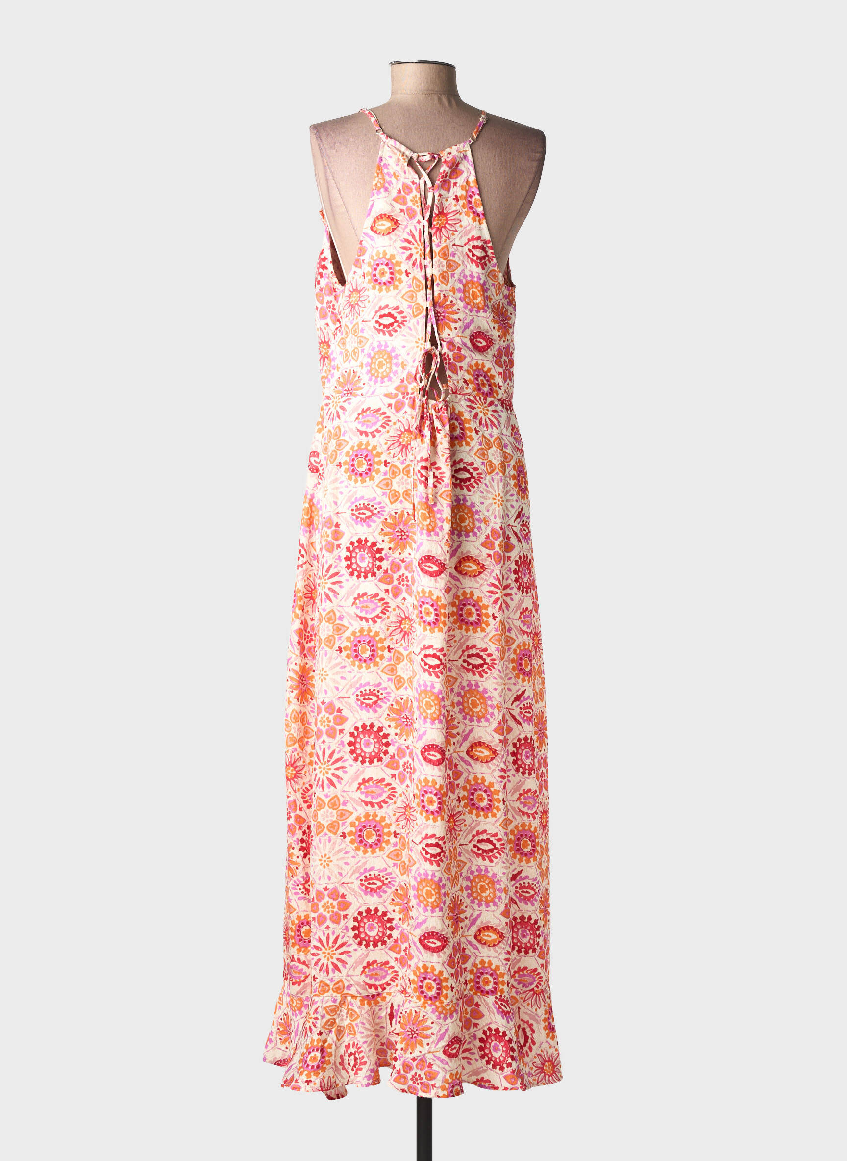 Robe longue tissage popeline sans manche orange MOLLY BRACKEN femme