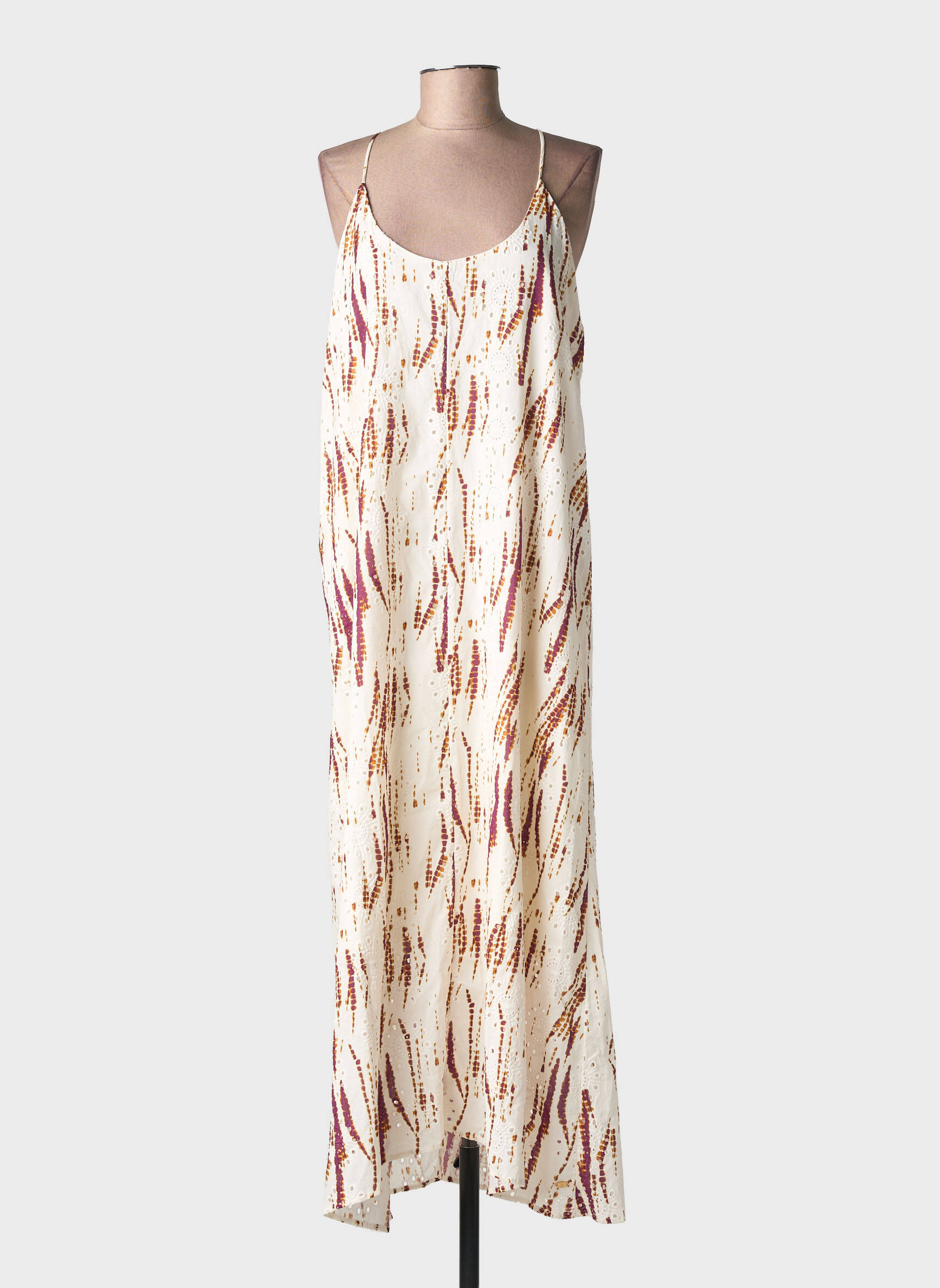 Robe longue tissage popeline fines bretelles blanc FREEMAN T.PORTER femme
