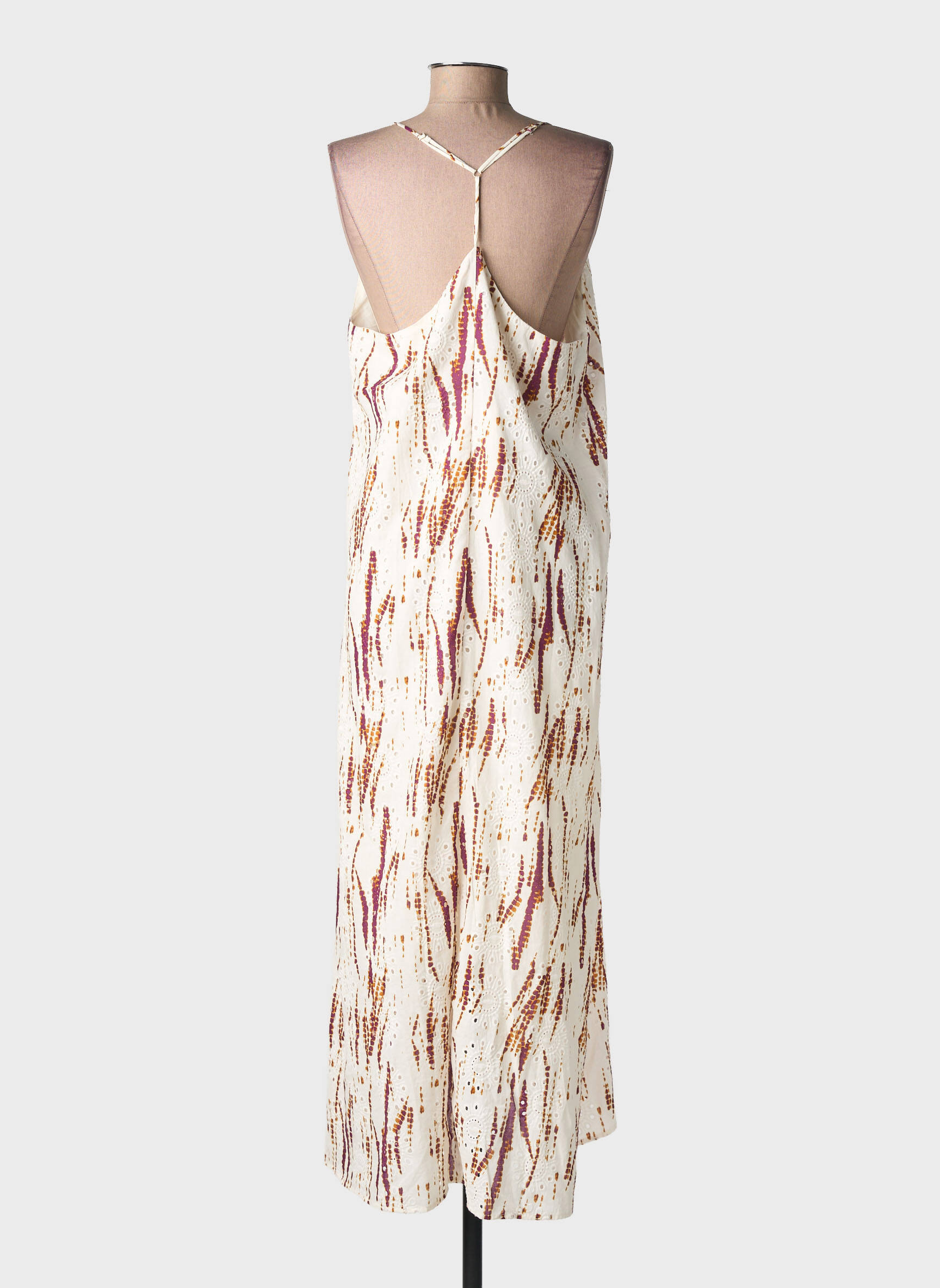 Robe longue tissage popeline fines bretelles blanc FREEMAN T.PORTER femme