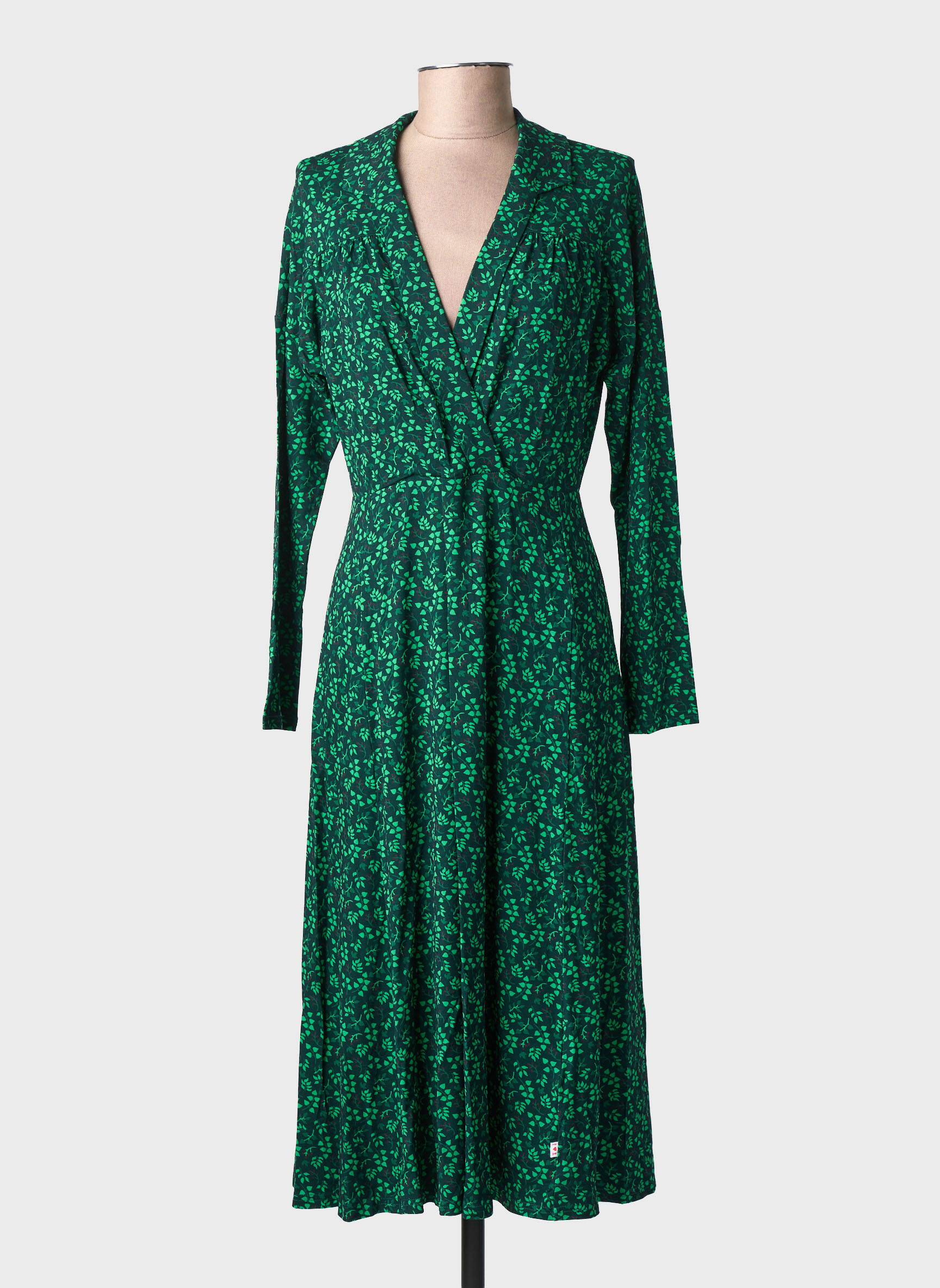 Robe mi-longue imprimé fantaisie manches longues vert BLUTSGESCHWISTER femme