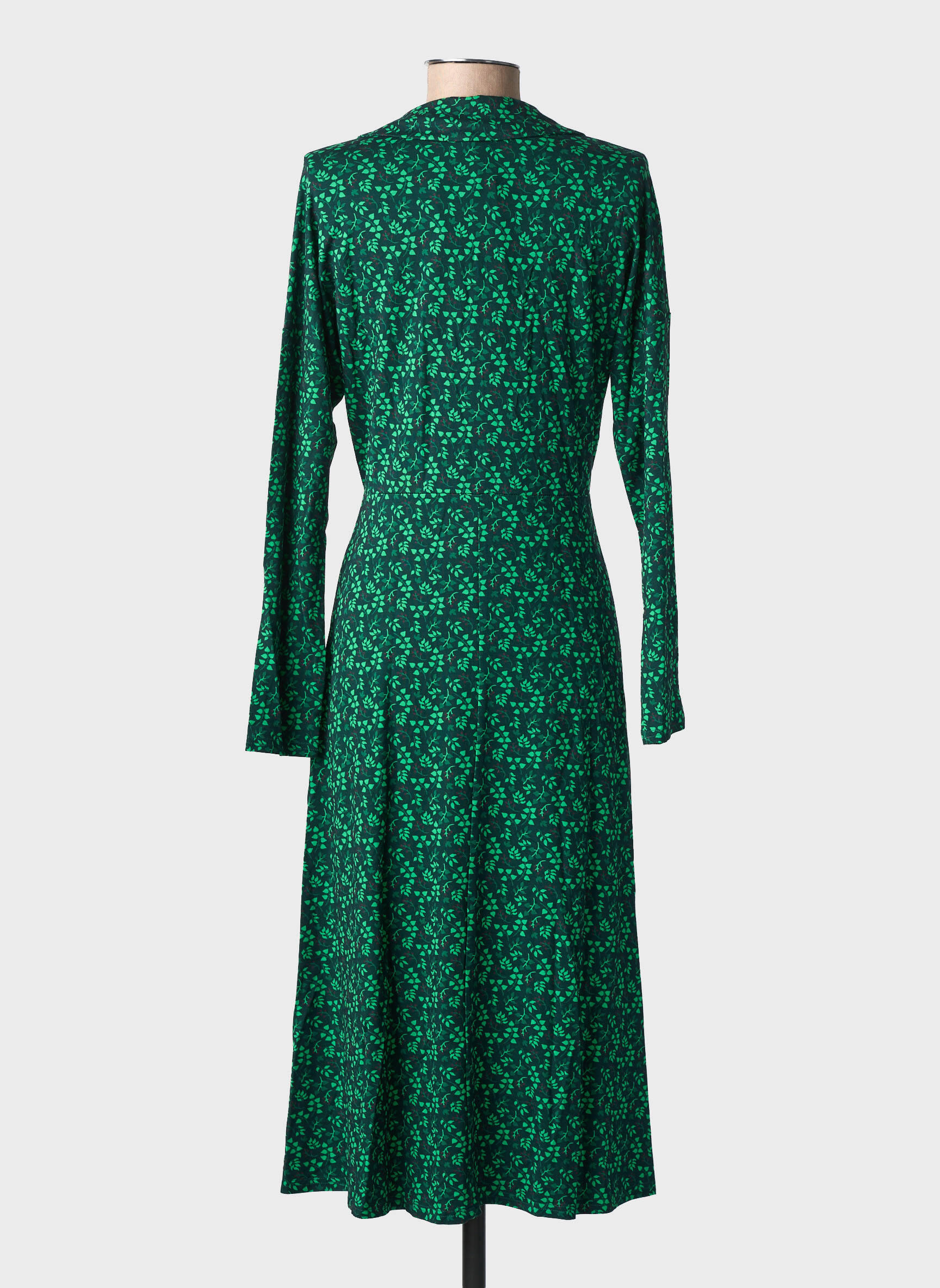 Robe mi-longue imprimé fantaisie manches longues vert BLUTSGESCHWISTER femme