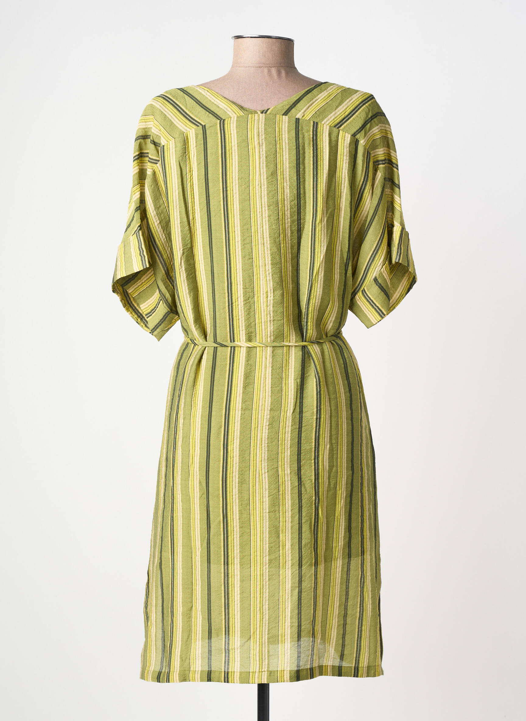 Robe mi-longue manches courtes manches courtes vert SURKANA femme