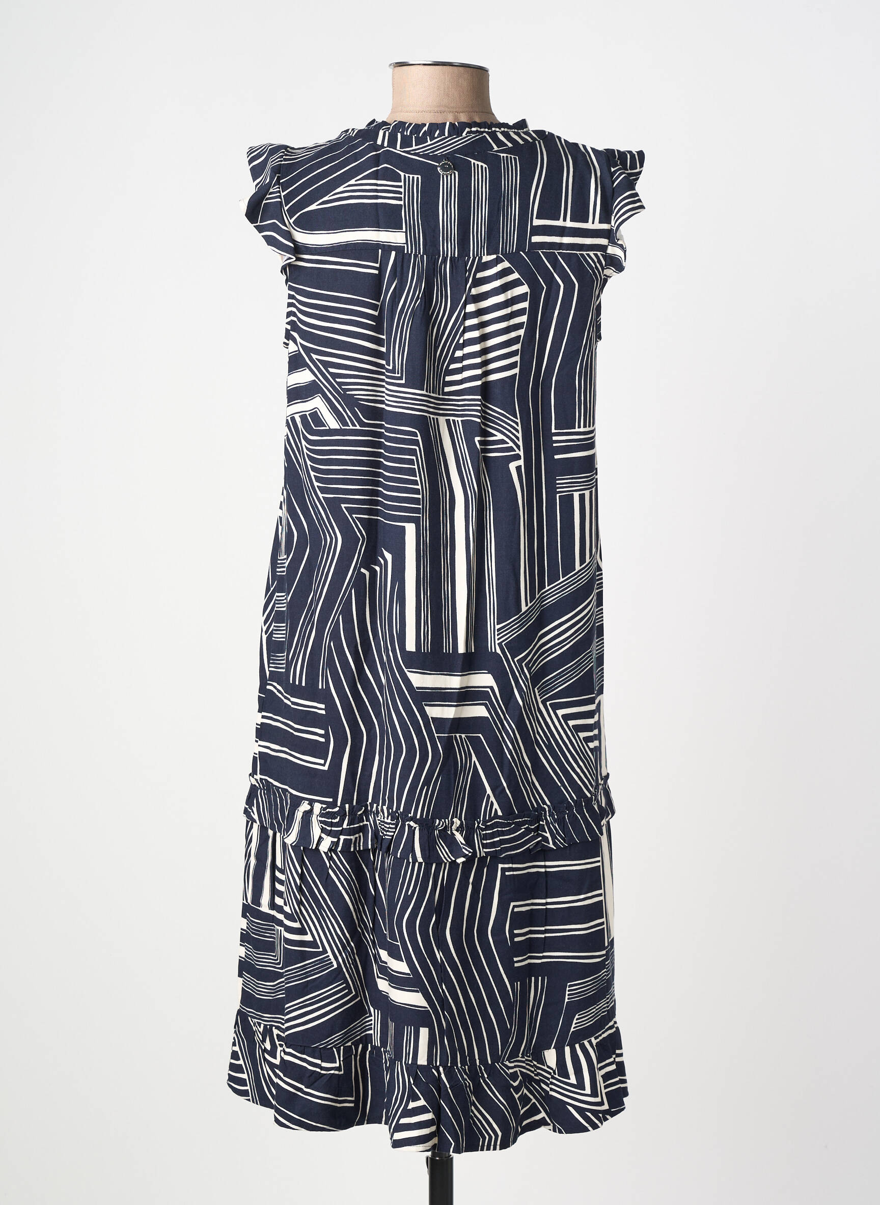 Robe mi-longue imprimé fantaisie manches courtes bleu STREET ONE femme