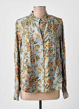 Chemisier imprimé fleurs manches longues bleu SURKANA femme