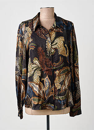 Chemisier coupe cintrée manches longues noir GEISHA femme