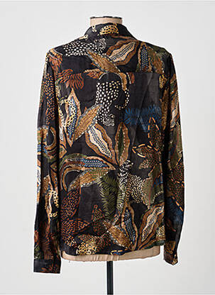 Chemisier coupe cintrée manches longues noir GEISHA femme