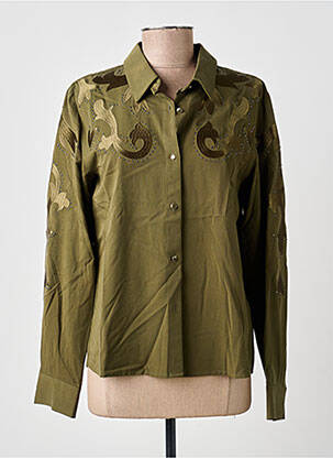 Chemisier tissage crêpe manches longues vert FREEMAN T.PORTER femme