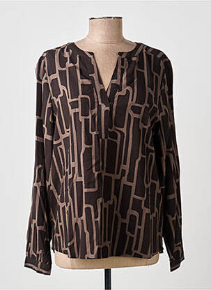 Blouse tissage popeline manches longues marron STREET ONE femme