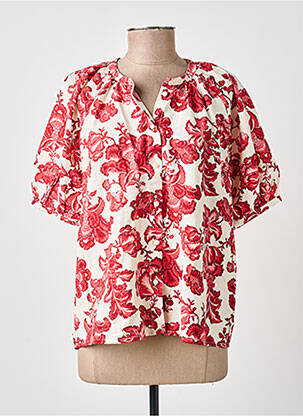 Chemisier manches courtes manches courtes rouge ICHI femme