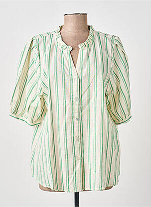 Chemisier manches courtes manches courtes vert ICHI femme