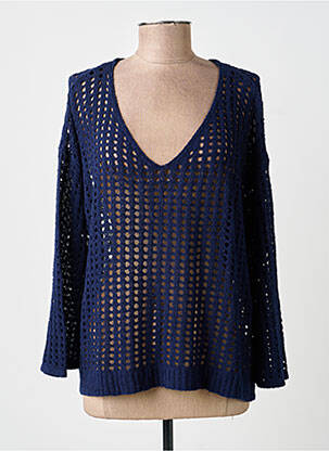 Pull col v manches longues bleu SURKANA femme