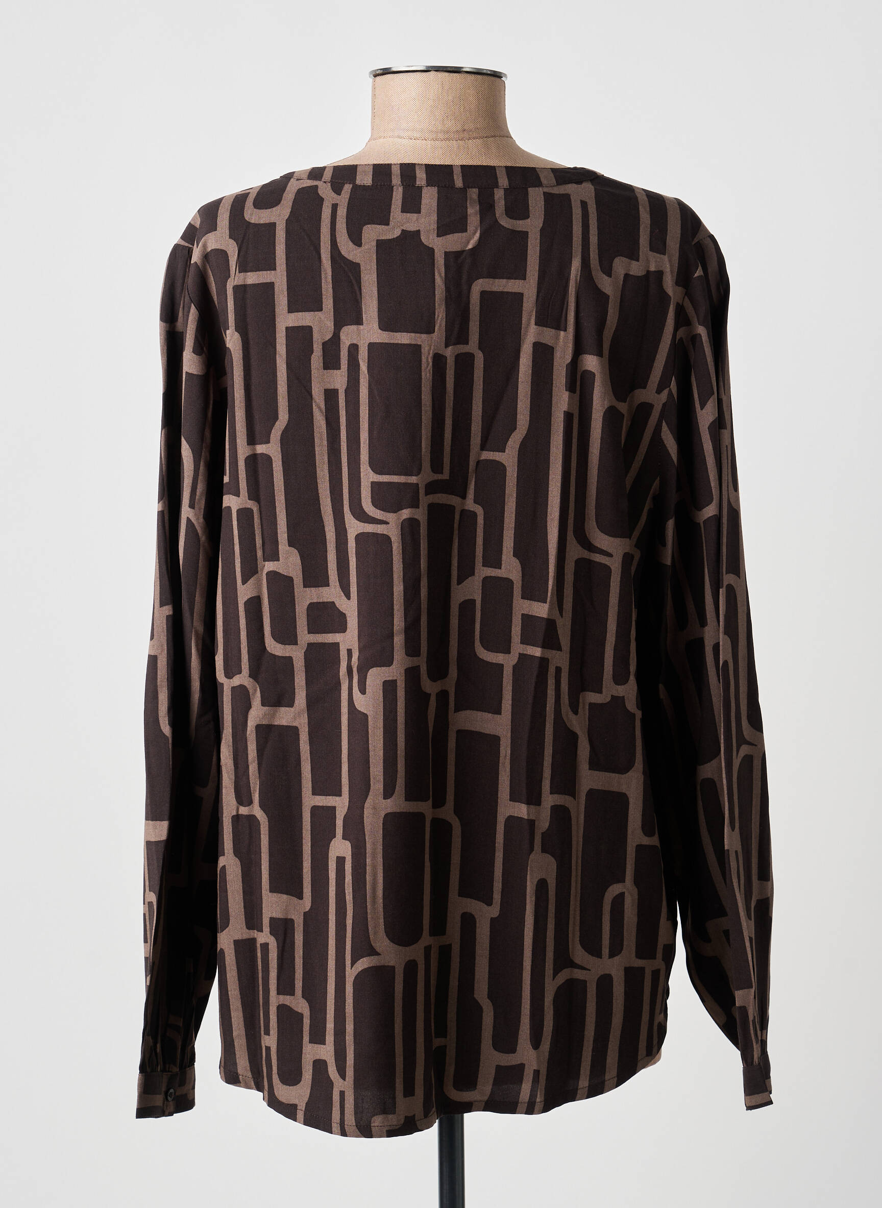Blouse tissage popeline manches longues marron STREET ONE femme