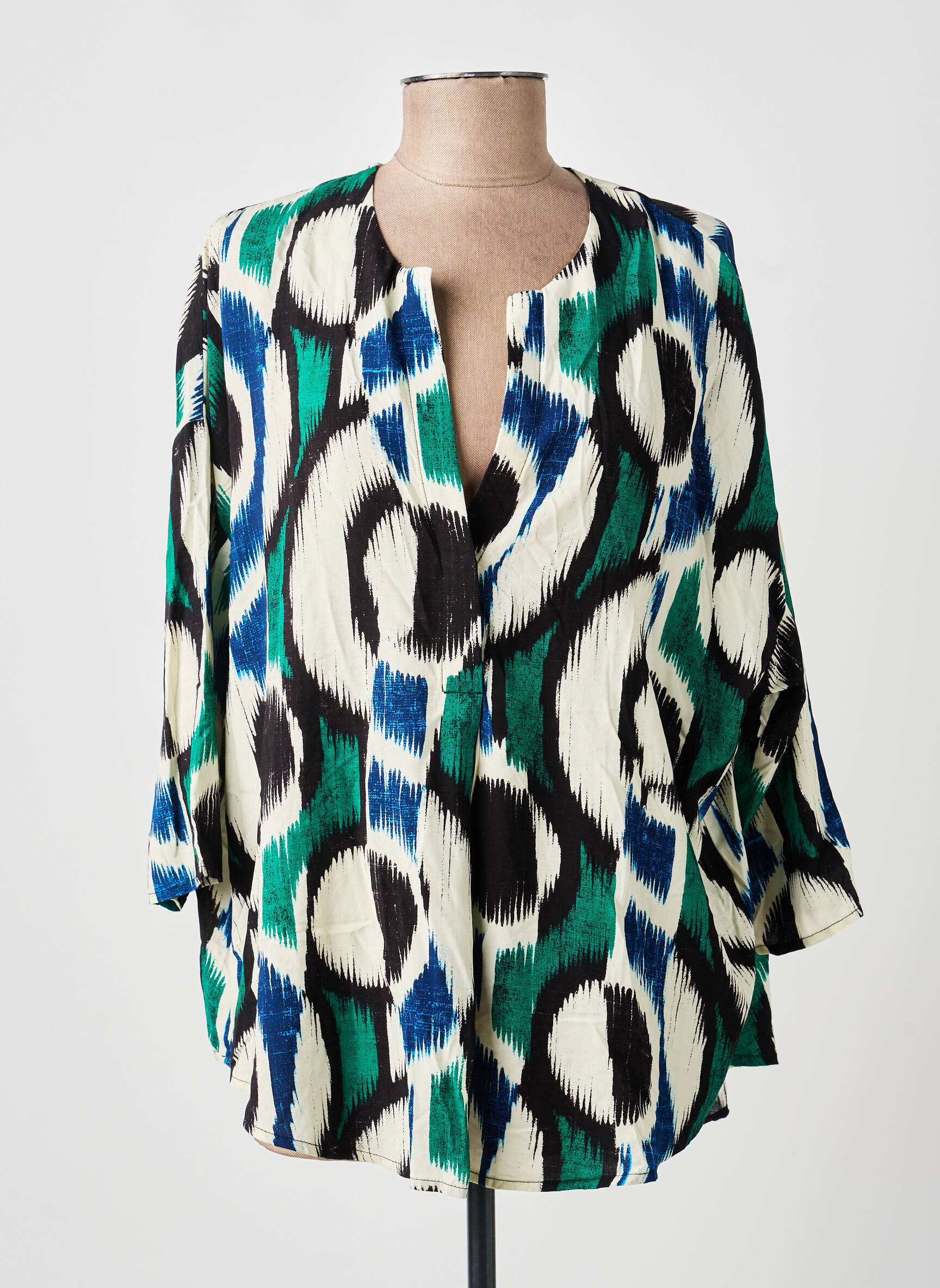 Blouse tissage popeline manches 3/4 vert MOLLY BRACKEN femme