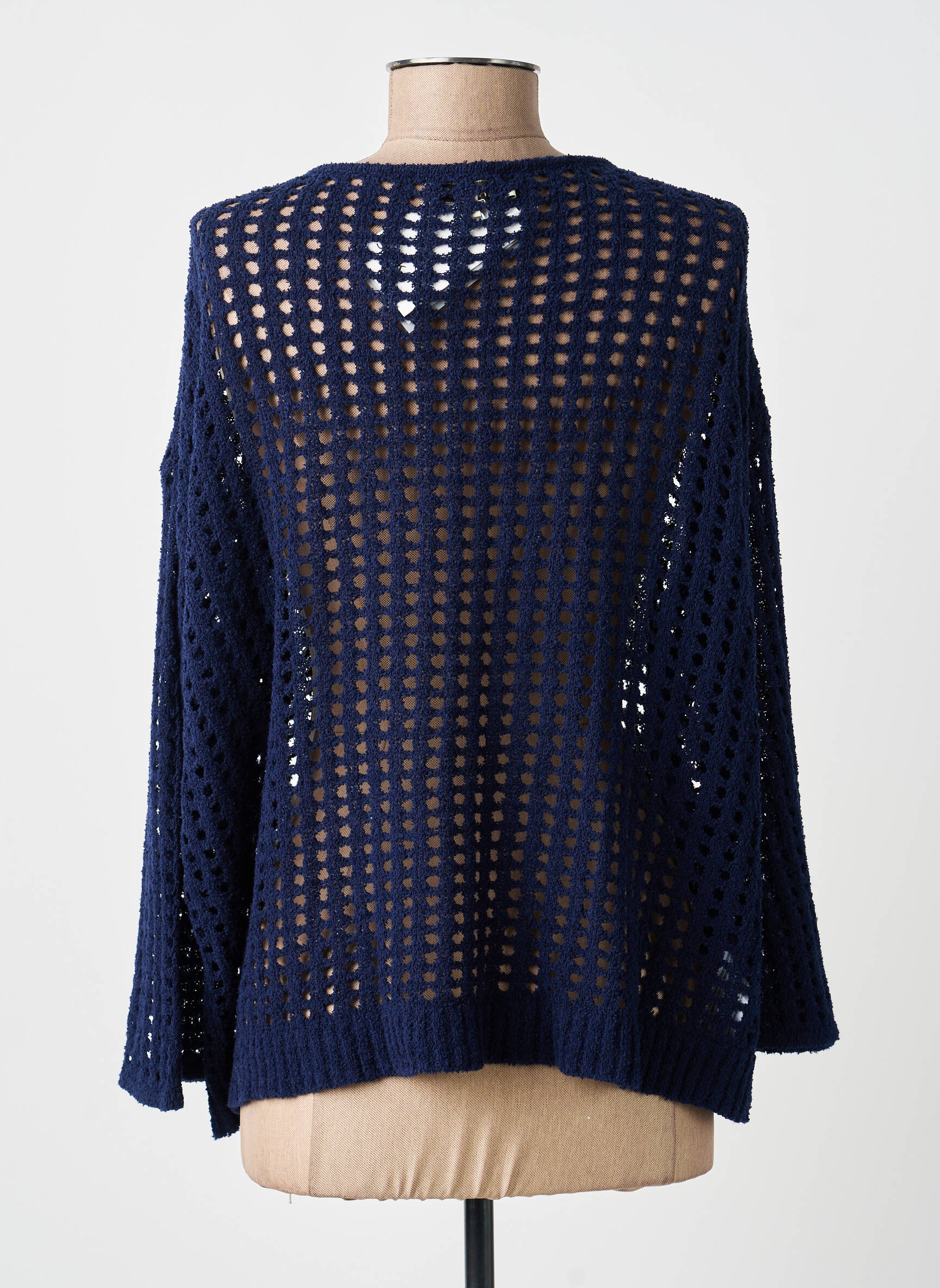 Pull col v manches longues bleu SURKANA femme