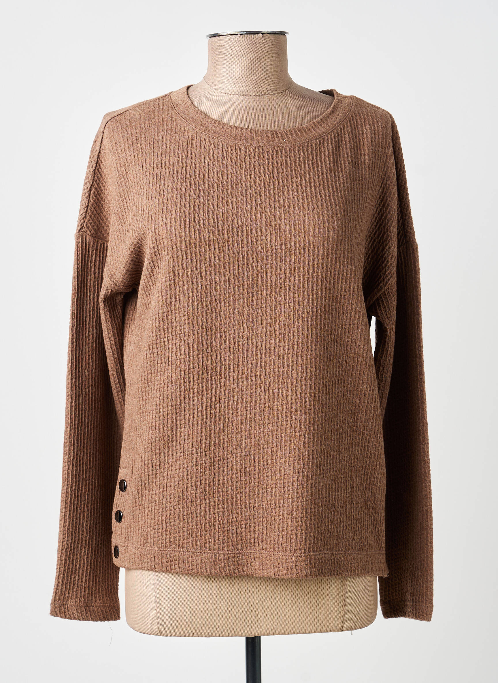Sweat-shirt stretch manches longues marron STREET ONE femme