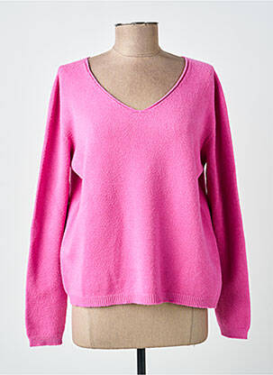 Pull col v manches longues rose L'ATELIER D'ANNA femme