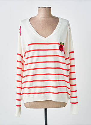 Pull col v manches longues blanc FREEMAN T.PORTER femme
