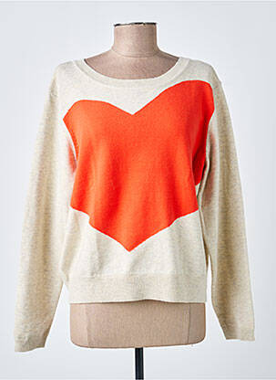 Pull tissage chiné manches longues beige ICI ET MAINTENANT femme