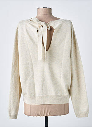 Pull tissage chiné manches longues beige ICI ET MAINTENANT femme