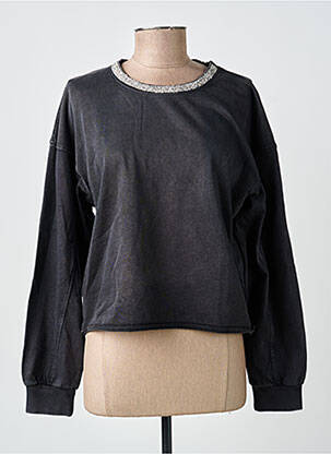Sweat-shirt coupe over-size manches longues gris ICHI femme
