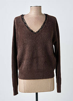 Pull col v manches longues marron MOLLY BRACKEN femme