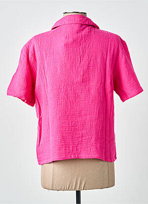 Blouse tissage crêpe manches courtes rose ICHI femme